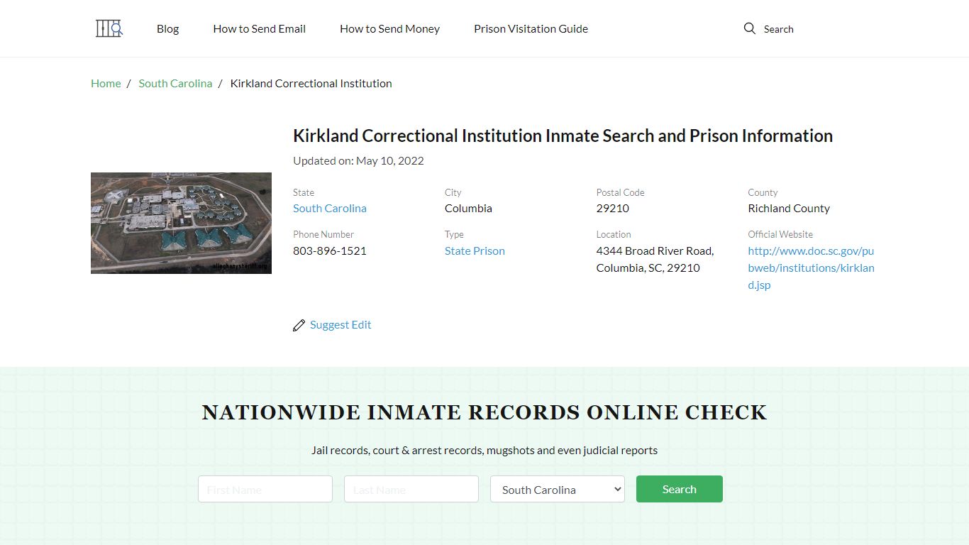 Kirkland Correctional Institution Inmate Search, Visitation, Phone no ...